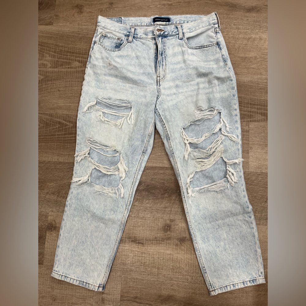 Aeropostale Blue Relaxed Distressed Jeans